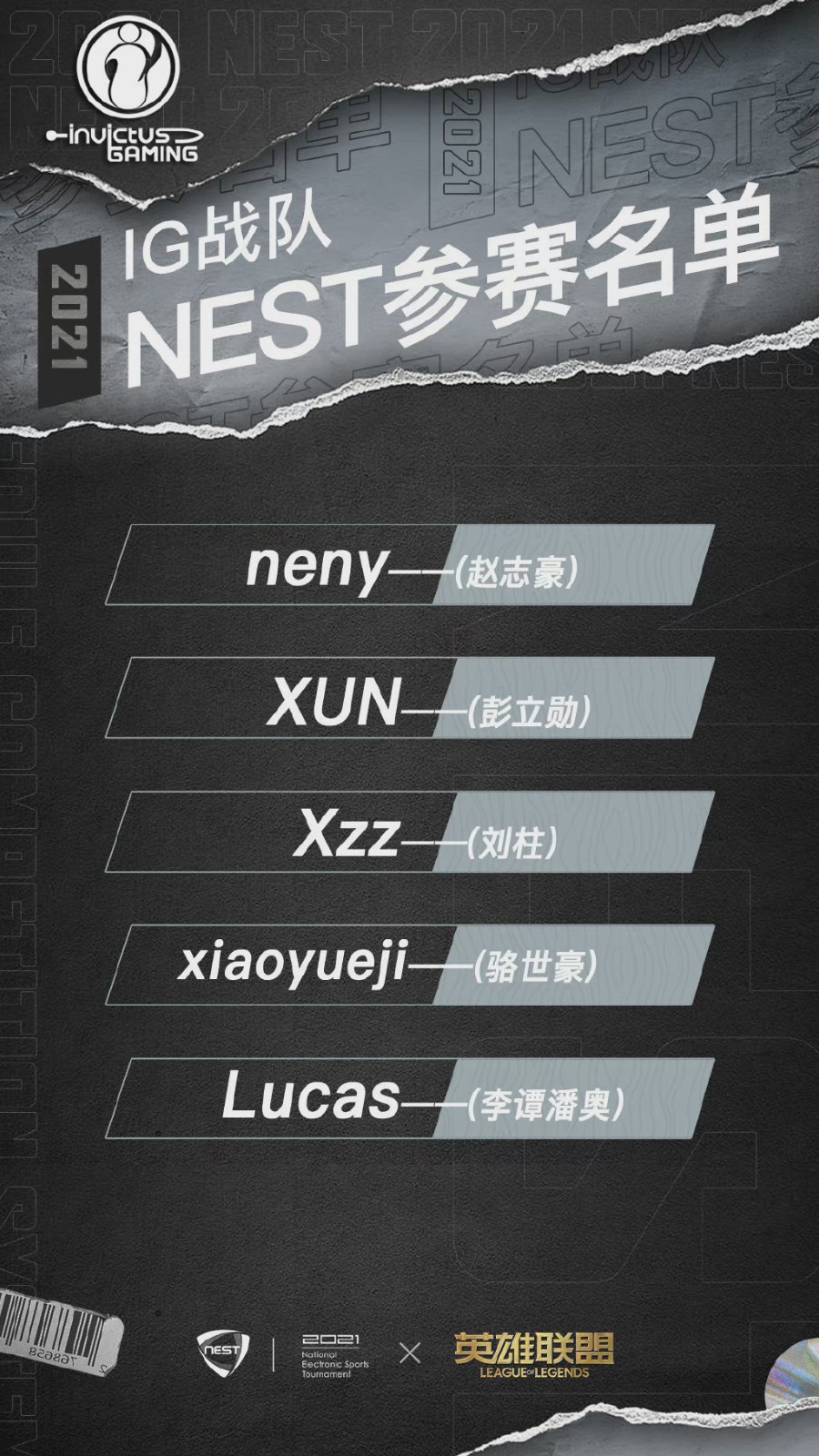 NEST15支战队名单：SN、WE全主力出战