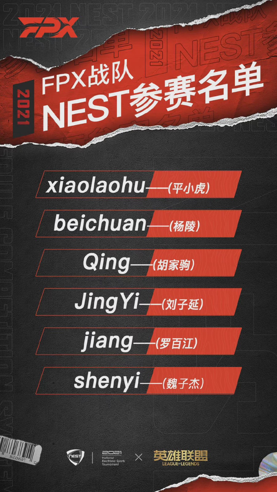 NEST15支战队名单：SN、WE全主力出战