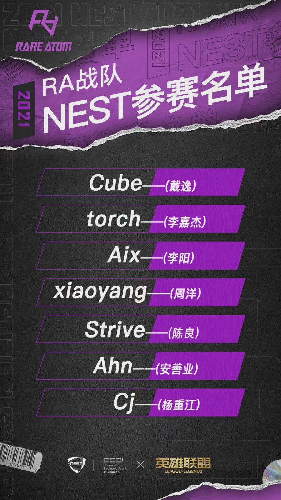NEST15支战队名单：SN、WE全主力出战