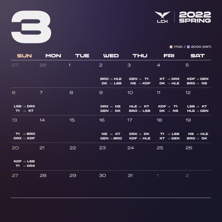 2022LCK春季赛赛程确定：揭幕战DRX vs LSB