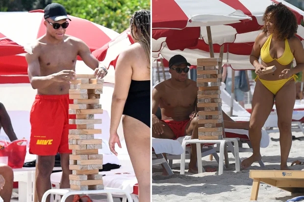 太阳报：姆巴佩在迈阿密沙滩度假，并与比基尼女子玩堆积木游戏